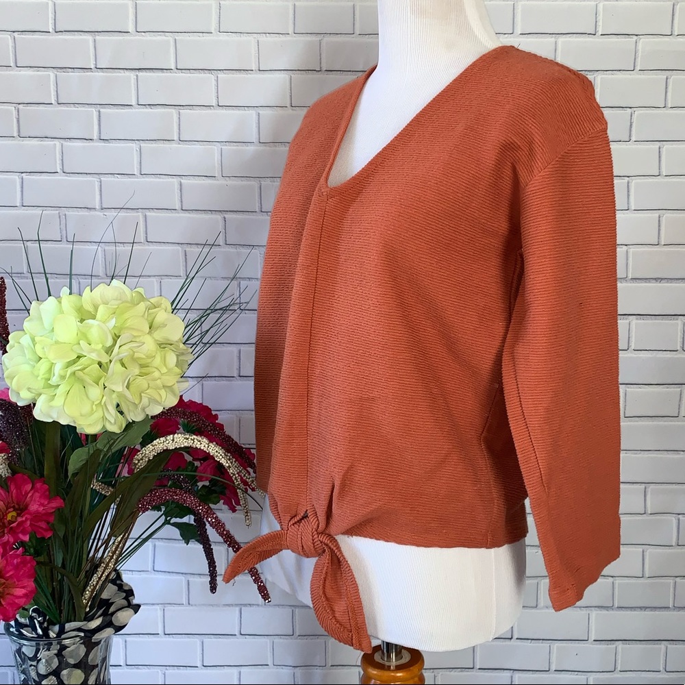 Madewell Texture Thread Long-Sleeve Tie-Front Top - Picture 8 of 12